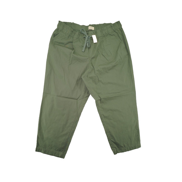 LOFT Plus Green Drawstring Utility Pants Size 20 Elastic Waist Cropped Cotton - Picture 2 of 7